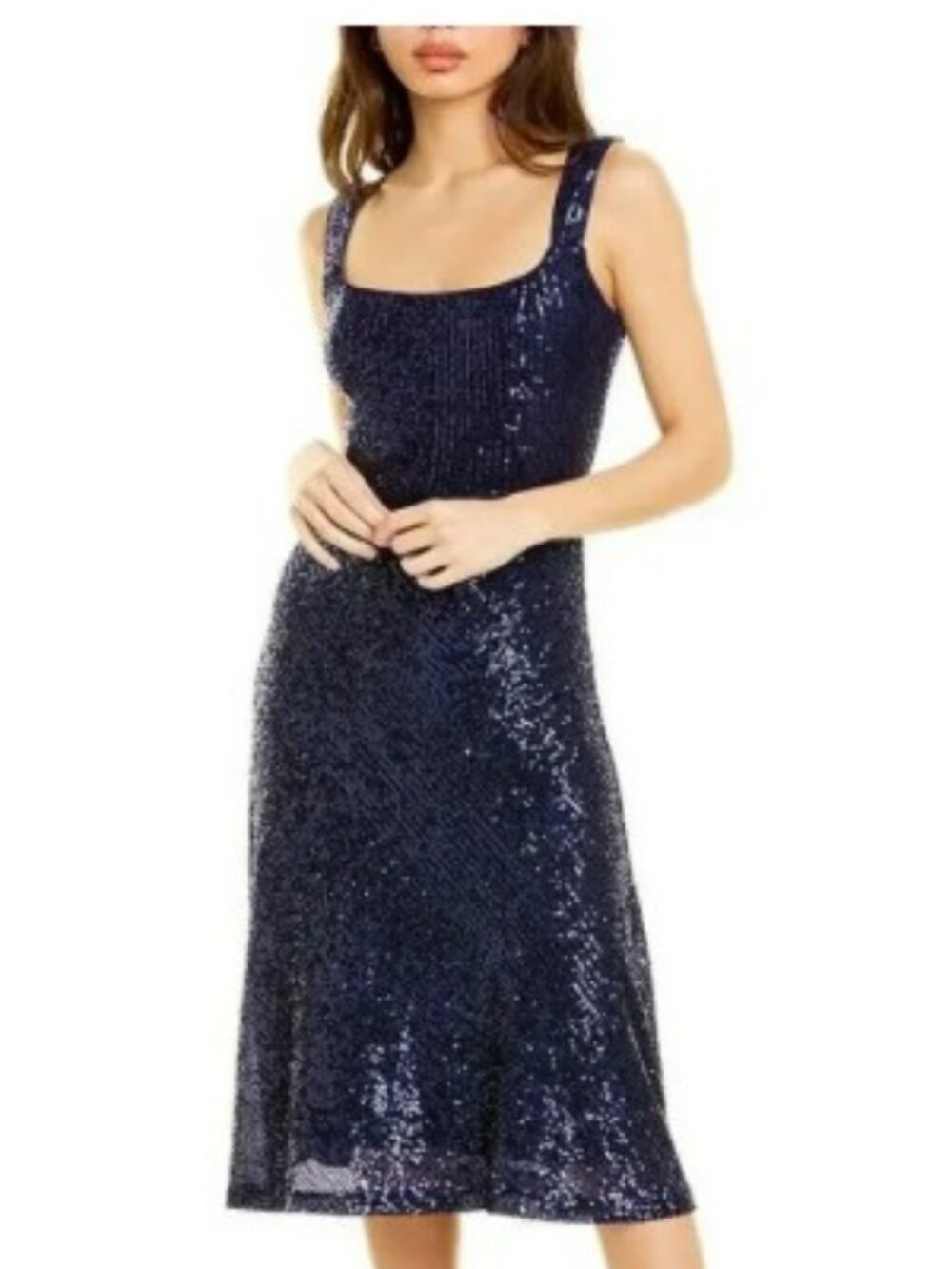 Laundry by Shelli Segal Square Neck Sequin Midi Dress 14